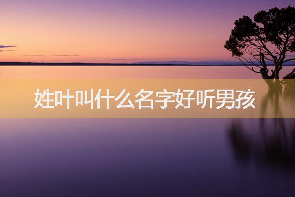 姓叶叫什么名字好听男孩